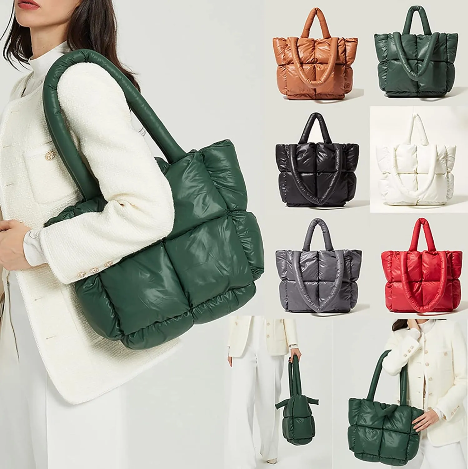Cross Body Bag For Woman Light Large Quilted Shoulder Bag Carryall Puffer Hobo Bag For Her Friends Travel College F