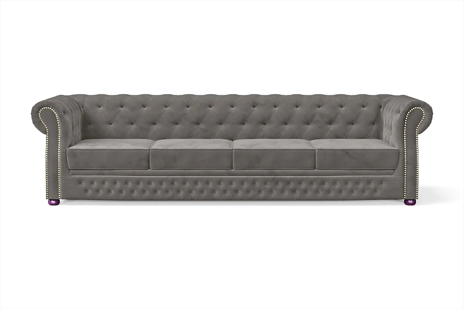 Cuneo 4 Seater Sofa Grey Velvet