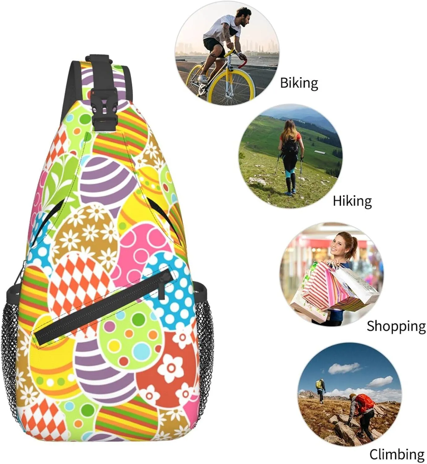 Cute Easter Bunny Sling Bag for Women Men Large Crossbody Bags Work Laptop Backpack Handbags