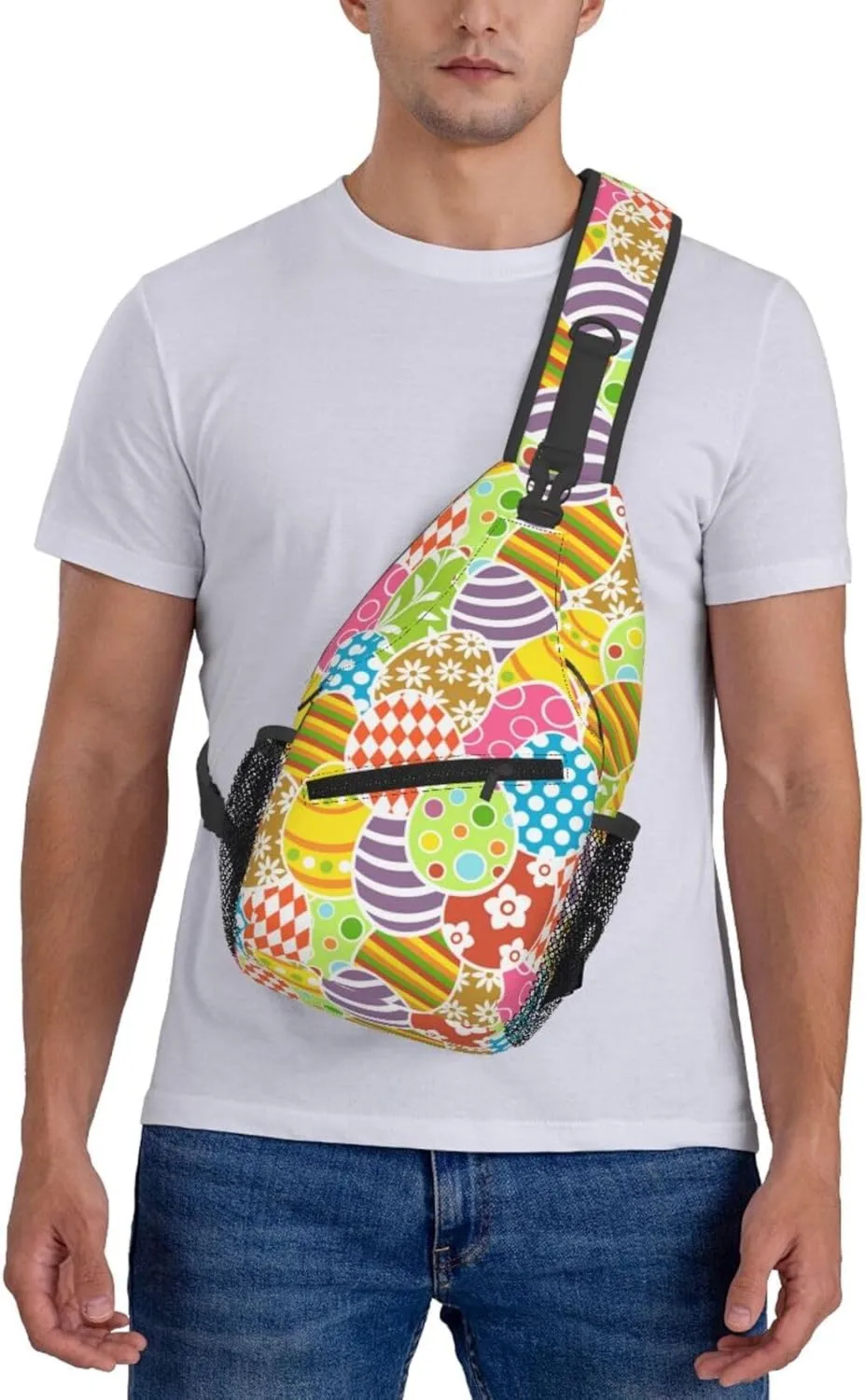 Cute Easter Bunny Sling Bag for Women Men Large Crossbody Bags Work Laptop Backpack Handbags