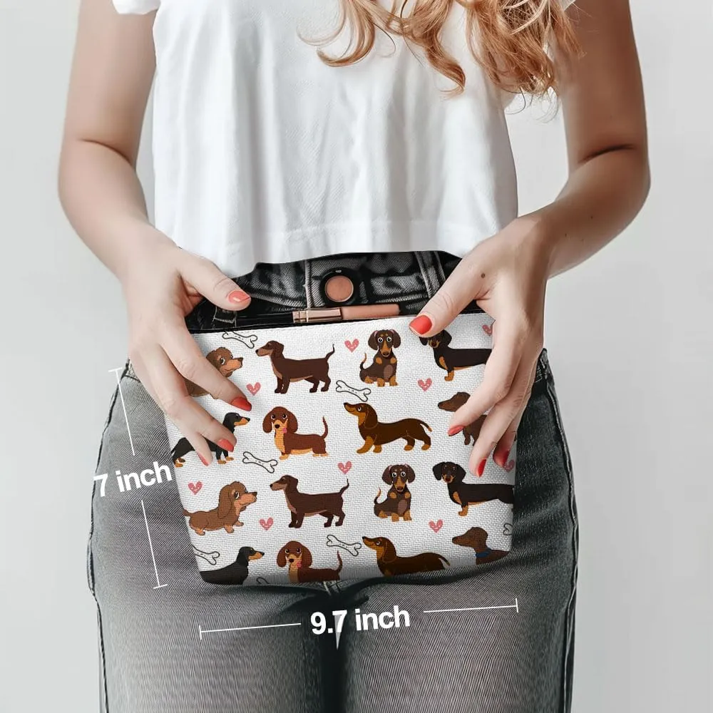 Dachshund Gifts, Cute Dog Mom Gifts for Women Romantic Funny I Love You Gifts Dachshund Makeup Bag Cosmetic Bag Dachshund Gifts for Women Bestie Pet Dog Owner Girlfriend Birthday Christmas Graduation