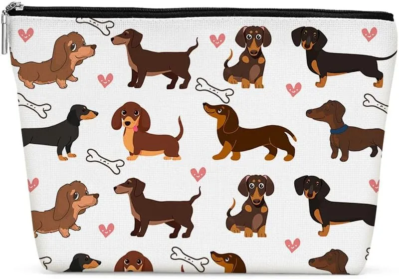 Dachshund Gifts, Cute Dog Mom Gifts for Women Romantic Funny I Love You Gifts Dachshund Makeup Bag Cosmetic Bag Dachshund Gifts for Women Bestie Pet Dog Owner Girlfriend Birthday Christmas Graduation
