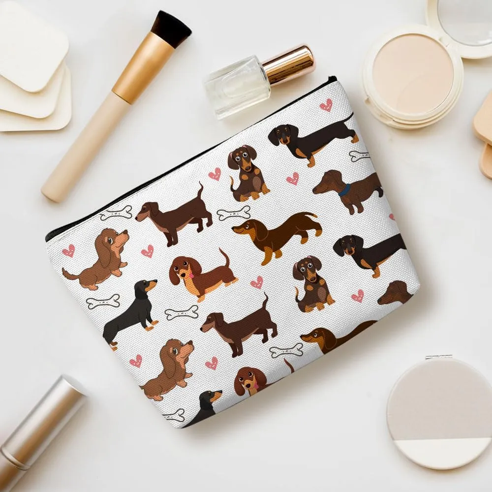 Dachshund Gifts, Cute Dog Mom Gifts for Women Romantic Funny I Love You Gifts Dachshund Makeup Bag Cosmetic Bag Dachshund Gifts for Women Bestie Pet Dog Owner Girlfriend Birthday Christmas Graduation