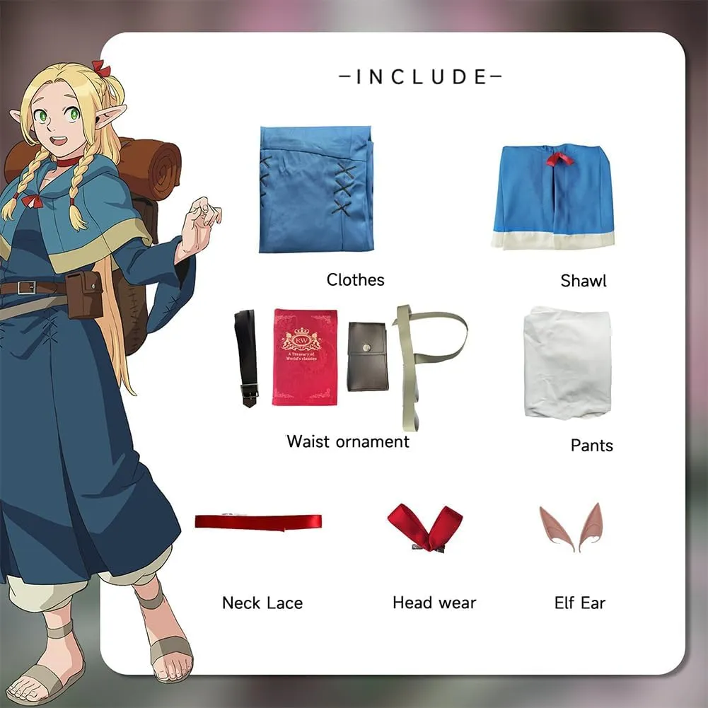 Delicious in Dungeon Marcille Donato Cosplay Costume Anime Dress Cloak Full Set for Halloween Party