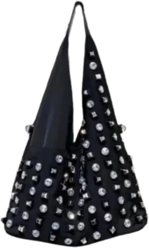 Designer Tote Bag Studded Purses Y2k Bags 90s Punk Vegan Leather Large Tote Bag Eyelet Streetwear 2000s