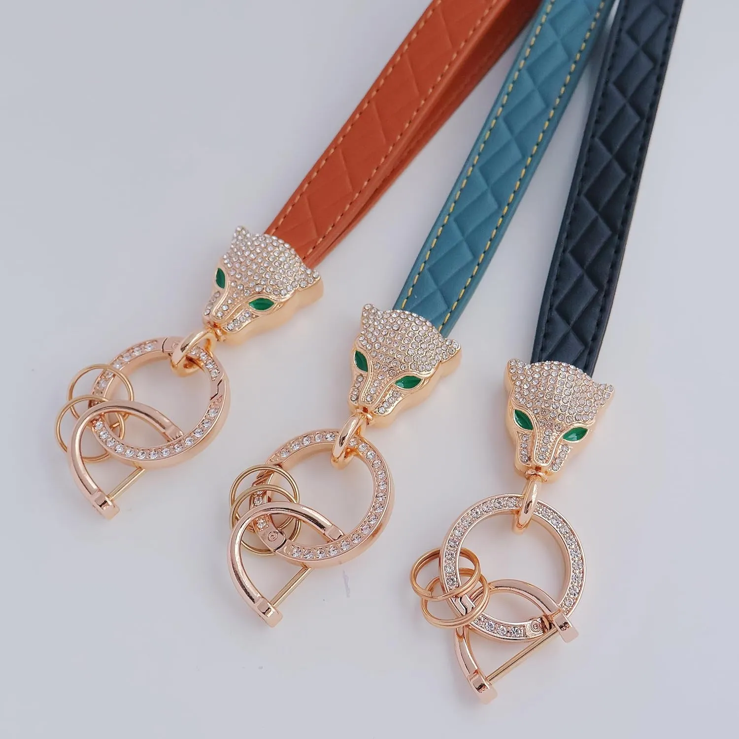Doflamingo Women Wristlet Keychain Lanyards For Car Key FOB Holder Cute Leather Wrist Bracelet Key Chain Accessories
