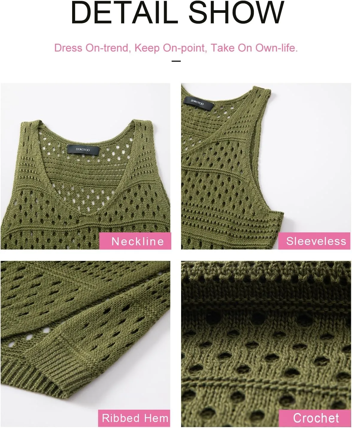 Dokotoo Womens Swimwear Cover Ups 2025 Summer Crochet Hollow Out Knit Bathing Suit Beach Dresses