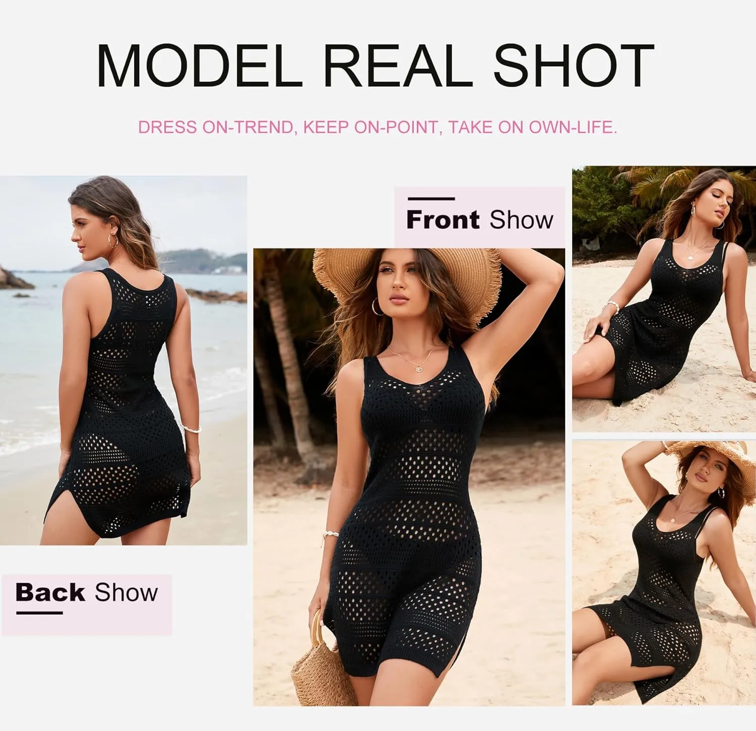 Dokotoo Womens Swimwear Cover Ups 2025 Summer Crochet Hollow Out Knit Bathing Suit Beach Dresses