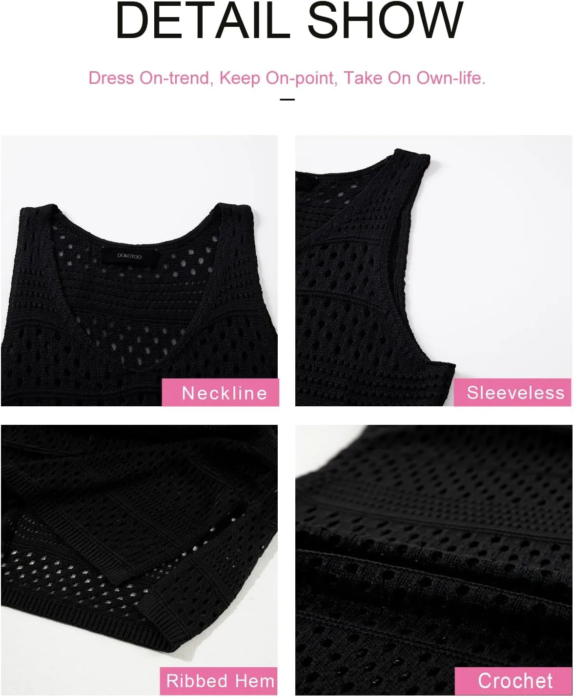 Dokotoo Womens Swimwear Cover Ups 2025 Summer Crochet Hollow Out Knit Bathing Suit Beach Dresses