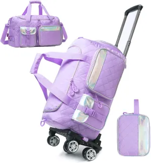 Duffle Bag for Travel Bag with Wheels for Women Weekender Bag with Shoes Compartment Gym Bag for Girls Carry On Overnight Bag for Women with Toiletry Bag
