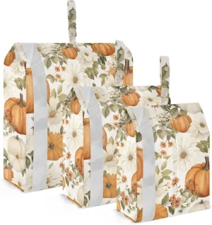 Fall Pumpkin White Flowers Packing Cubes for Travel 3 Set Packing Cubes Compression Luggage Accessories for Organization
