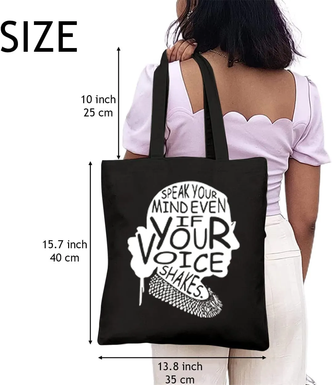 Feminism Canvas Tote Bags for Women Feminist Shoulder Bag Inspirational Sayings Reusable Shopping Bag
