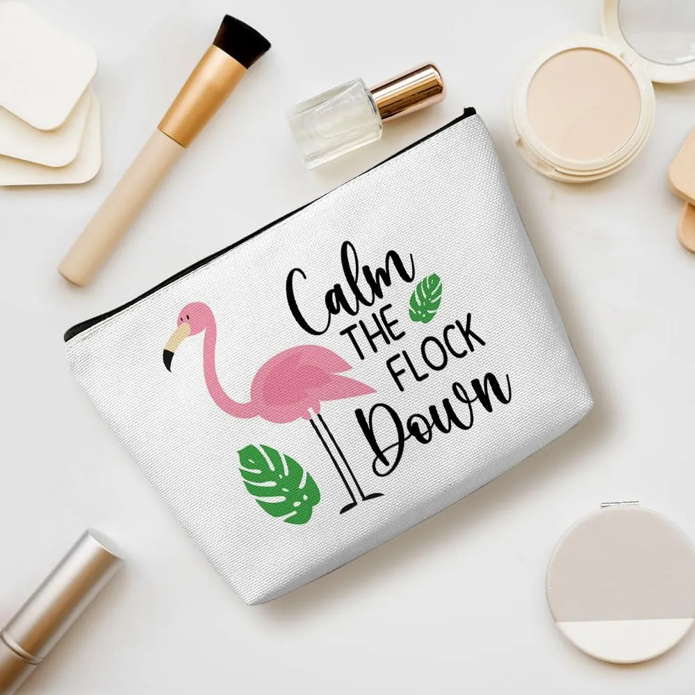 Flamingo Gifts, Pink Flamingo Makeup Bag, Flamingo Decor Stuff Summer Vacation Cosmetic Bag for Women Flamingo Lovers Her Girls Birthday Christmas Graduation Friendship Travel Toiletry Bag