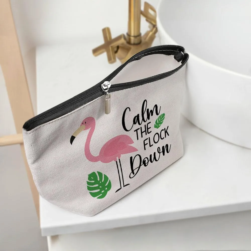 Flamingo Gifts, Pink Flamingo Makeup Bag, Flamingo Decor Stuff Summer Vacation Cosmetic Bag for Women Flamingo Lovers Her Girls Birthday Christmas Graduation Friendship Travel Toiletry Bag