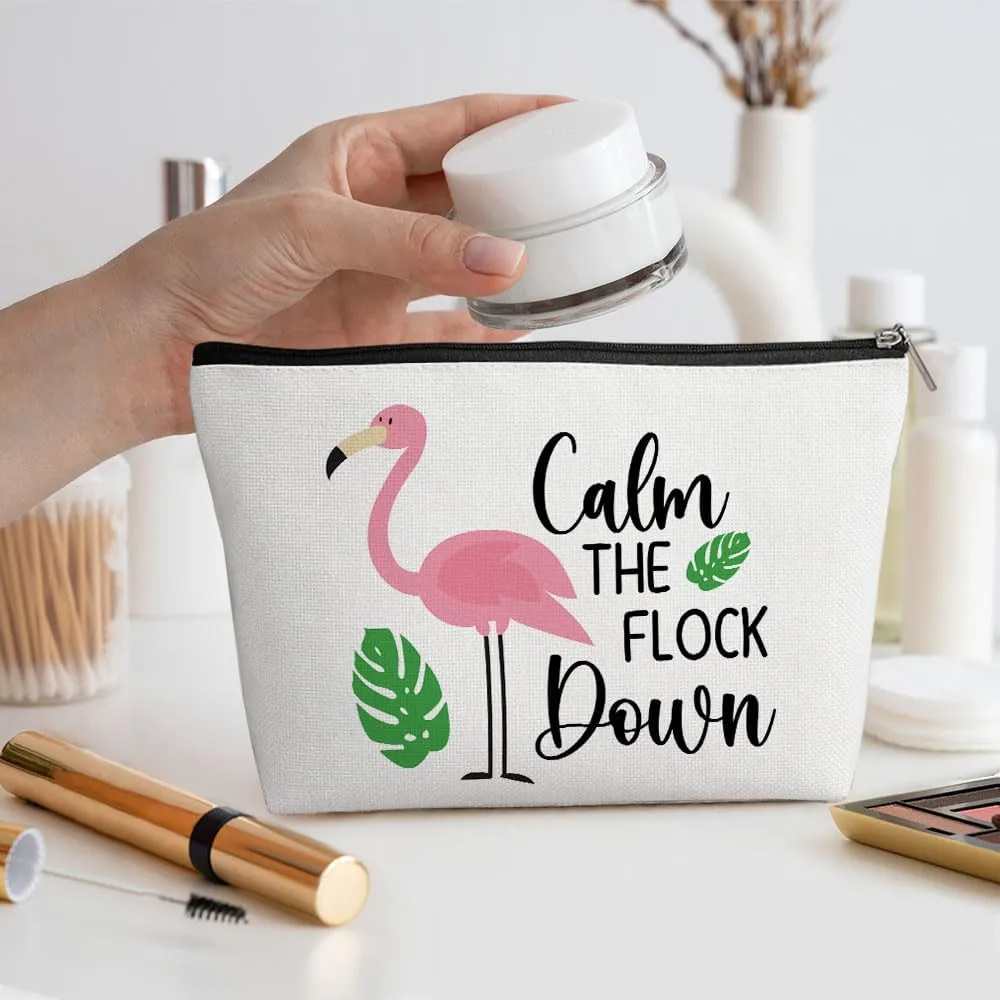 Flamingo Gifts, Pink Flamingo Makeup Bag, Flamingo Decor Stuff Summer Vacation Cosmetic Bag for Women Flamingo Lovers Her Girls Birthday Christmas Graduation Friendship Travel Toiletry Bag