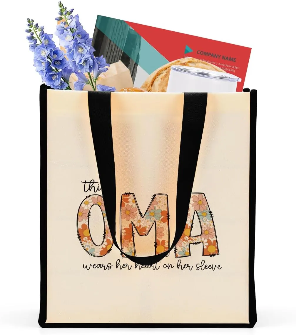 Floral Tote Bag Waterproof Reusable Grocery Bags Beach Bag Grandma Gifts Ideas for Grandma Mom Mum Nana Mimi
