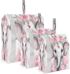 Flower Elephant Packing Cubes for Travel 3 Set Travel Compression Bags Luggage Accessories for Carry On Suitcases