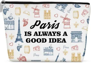 France Paris Gifts Makeup Bag, Paris Souvenir Paris Lovers Gift Retro Flower Paris Travel Vacation Cosmetic Bag for Women Friend Sister Grandma Birthday Christmas Bachelorette Party Friendship Gifts