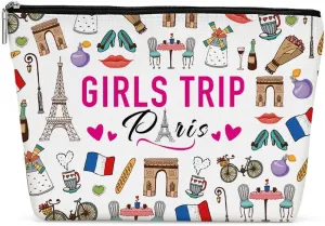 France Paris Girls Trip Makeup Bag, Paris Souvenir Lovers Gift Travel Vacation Cosmetic Bag for Women Bestie Sister Mom Girls Weekend Birthday Weekend Bachelorette Party Friendship
