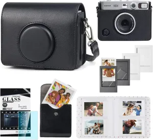 Fuji Instax EVO Camera Case with Mini Photo Pouch, Album, Frames, Screen Protector Accessories Kit - Vintage Black