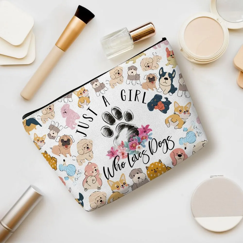 Funny Girl Loves Dogs Cosmetic Bag for Women Dog Mom Gifts for Women, Dog Gifts for Dog LoversCute Dog Stuff Makeup Bag Positive Cosmeticcase for Sister Bestie Birthday Friendship Christmas