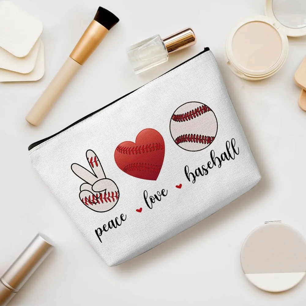 Funny Loves Baseball Cosmetic Bag for Women, Baseball Gifts, Baseball Lovers Gifts Makeup Bag Inspiratipnal Cosmeticcase for Baseball Coach Team Teacher Friend Birthday Friendship Christmas