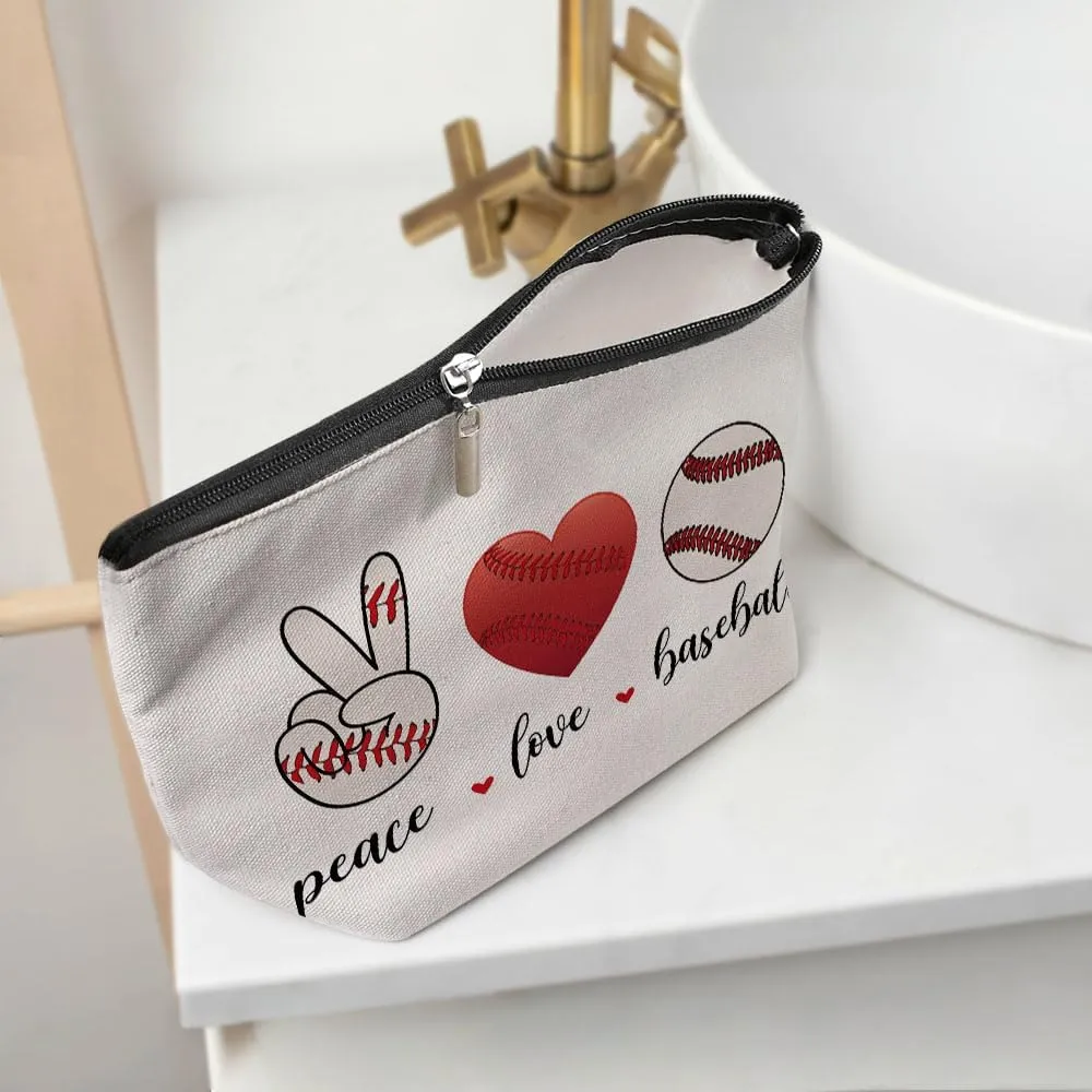 Funny Loves Baseball Cosmetic Bag for Women, Baseball Gifts, Baseball Lovers Gifts Makeup Bag Inspiratipnal Cosmeticcase for Baseball Coach Team Teacher Friend Birthday Friendship Christmas