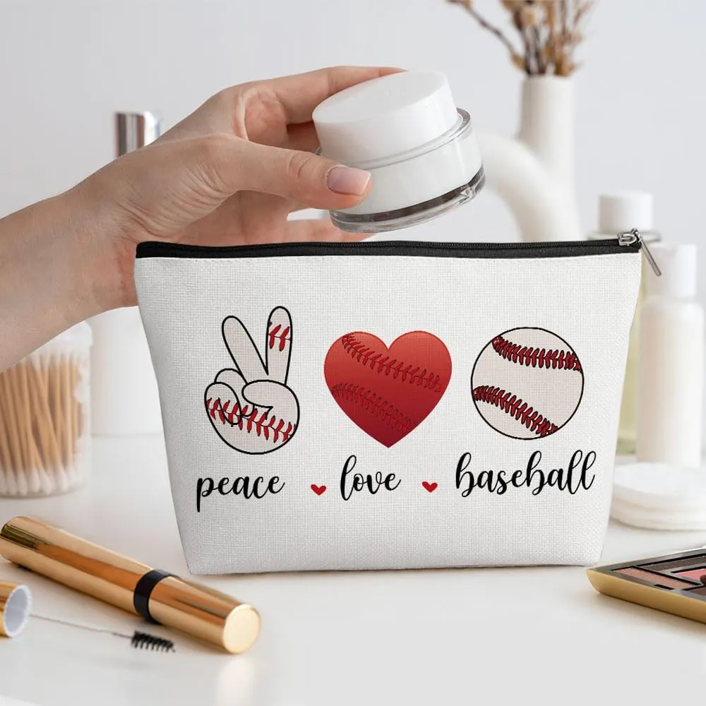Funny Loves Baseball Cosmetic Bag for Women, Baseball Gifts, Baseball Lovers Gifts Makeup Bag Inspiratipnal Cosmeticcase for Baseball Coach Team Teacher Friend Birthday Friendship Christmas