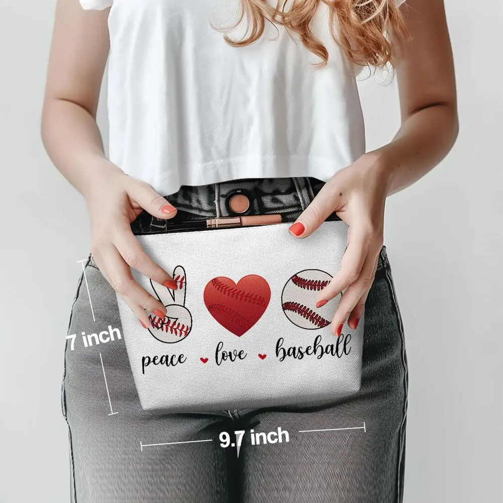 Funny Loves Baseball Cosmetic Bag for Women, Baseball Gifts, Baseball Lovers Gifts Makeup Bag Inspiratipnal Cosmeticcase for Baseball Coach Team Teacher Friend Birthday Friendship Christmas