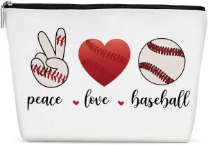 Funny Loves Baseball Cosmetic Bag for Women, Baseball Gifts, Baseball Lovers Gifts Makeup Bag Inspiratipnal Cosmeticcase for Baseball Coach Team Teacher Friend Birthday Friendship Christmas