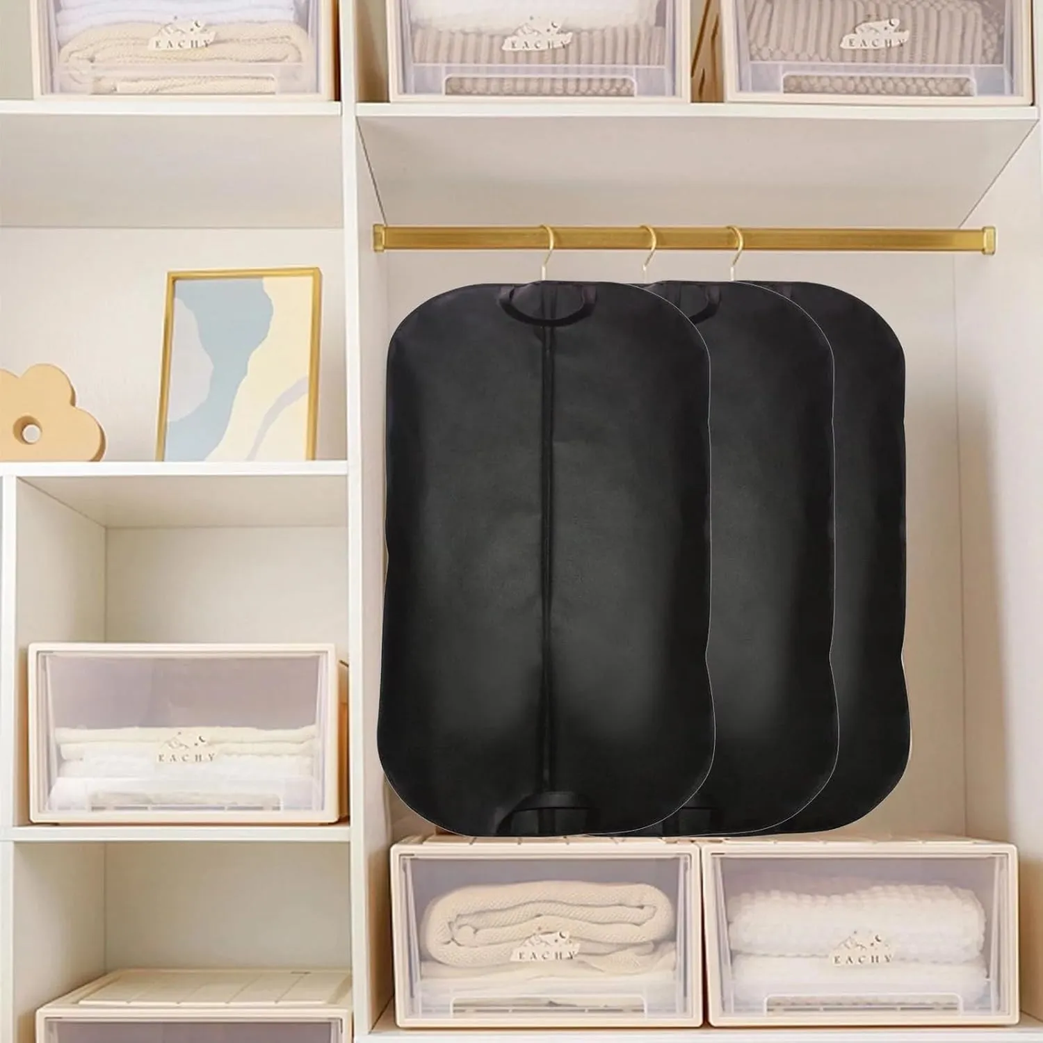 Garment Bag Suit Bags for Travel and Storage 39.4x23.6 inches Hanging Garment Bags Gusseted Suit Cover Protector for Suit Coat, Dress,T-Shirt, Jacket, Suits, Coats (Black, One Size)