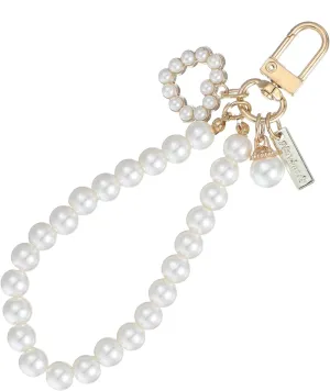 Giantree White Heart Pearl Keychain, Cute Pearl Keychains for Women Bag Charm, Pearl Keychain Wristlet, Charm Bag Accessories
