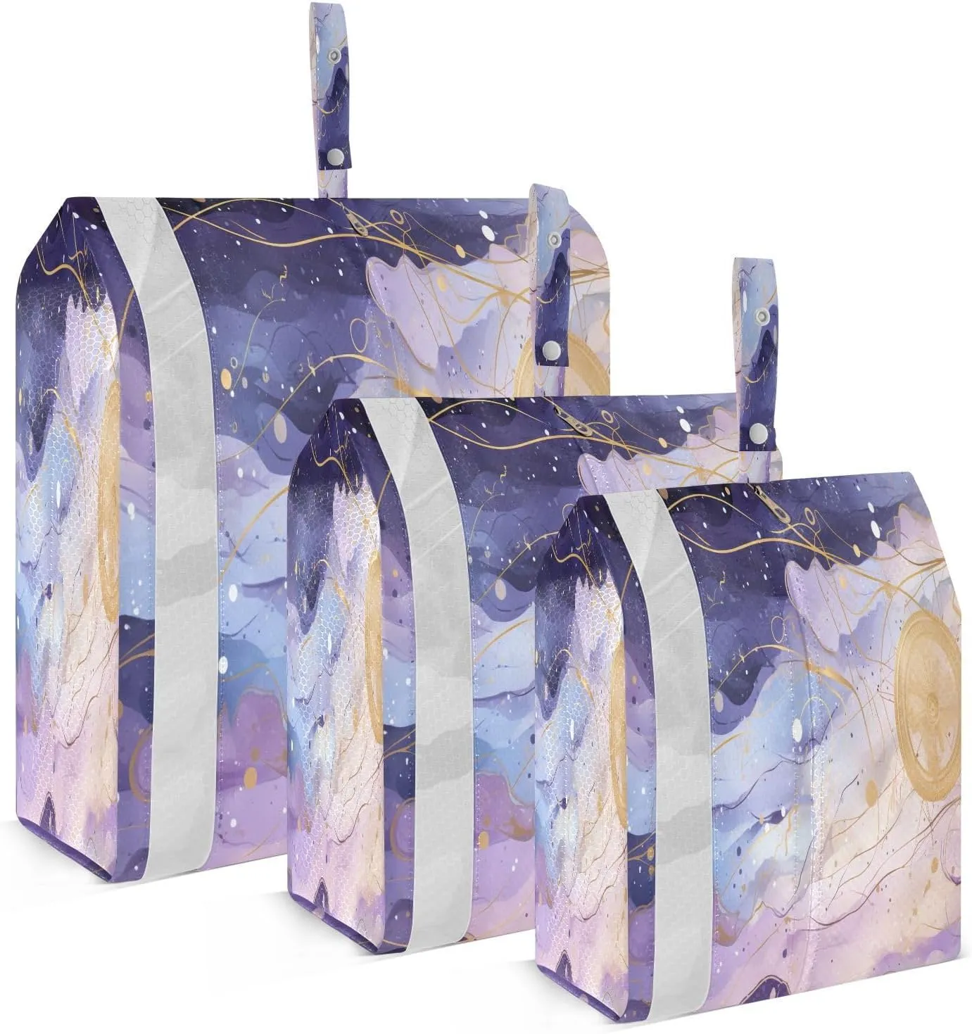 Gold Sparkle Watercolor Packing Cubes for Travel 3 Set Packing Bags Luggage Accessories for Carry On Suitcases
