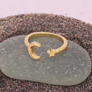 Gold Star Moon Toe Rings