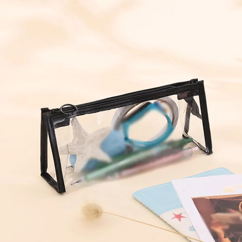 GSHLLO 2 Pcs Clear Toiletry Bags Transparent Makeup Pouches Plastic Cosmetic Bags Shampoo Lotion Storage Bags Make Up Travel Zipper Bags Waterproof Bathroom Pouch Black White