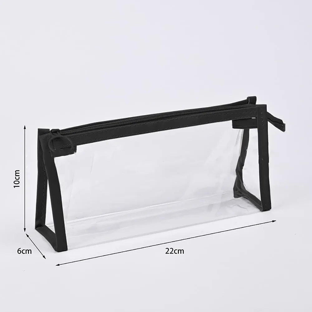 GSHLLO 2 Pcs Clear Toiletry Bags Transparent Makeup Pouches Plastic Cosmetic Bags Shampoo Lotion Storage Bags Make Up Travel Zipper Bags Waterproof Bathroom Pouch Black White
