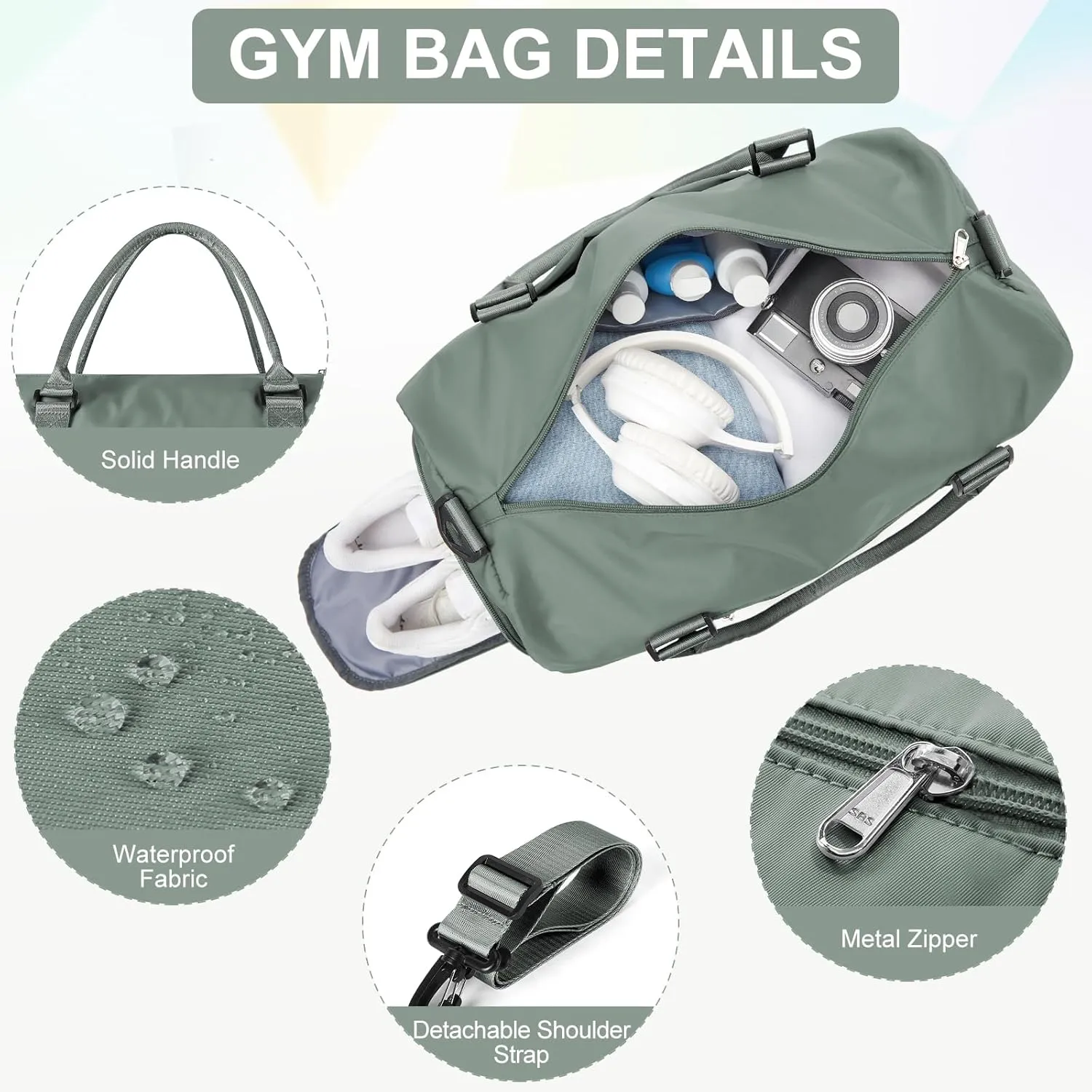 Gym Bagsfor Women with Shoes Compartment,Small Duffel BagsSport Bags with Toiletry Bags Overnight Travel Tote Bags Weekender Carry on Bag Personal Item Bag for Airlines Dark Green
