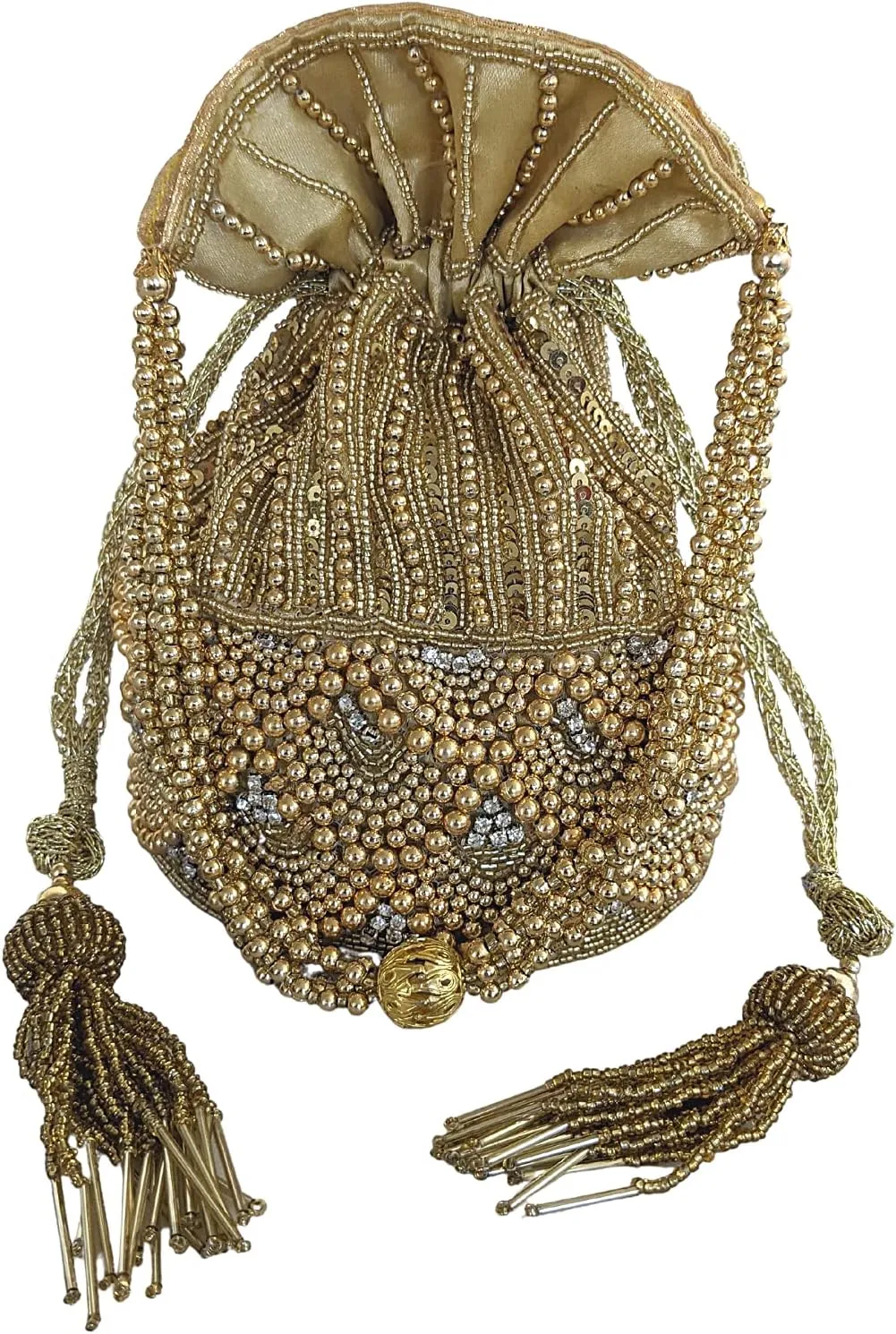 Handmade Indian Potli Bags For Wedding, Evening Clutches For Wedding And Party, Beaded Drawstring Purse