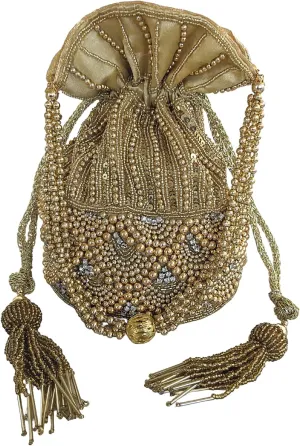 Handmade Indian Potli Bags For Wedding, Evening Clutches For Wedding And Party, Beaded Drawstring Purse
