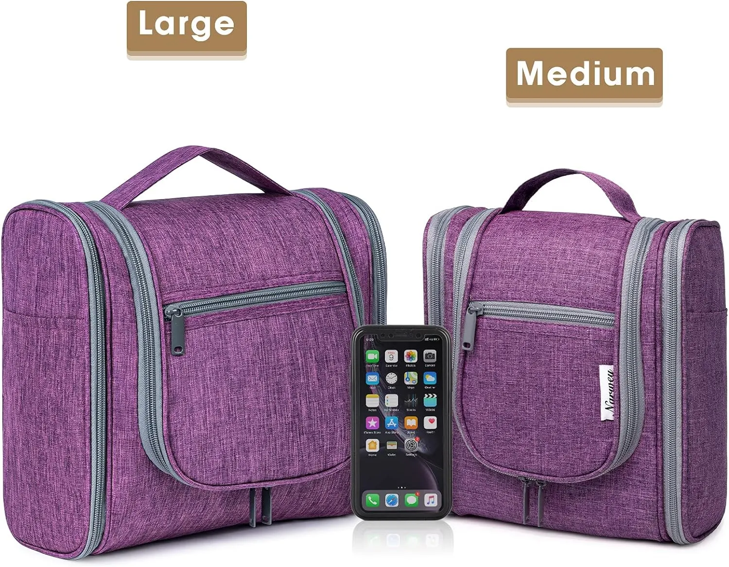 Hanging Toiletry Bag for Women Travel Makeup Bag Organizer Toiletries Bag for Cosmetics Essentials Accessories (Large, Dark Purple)