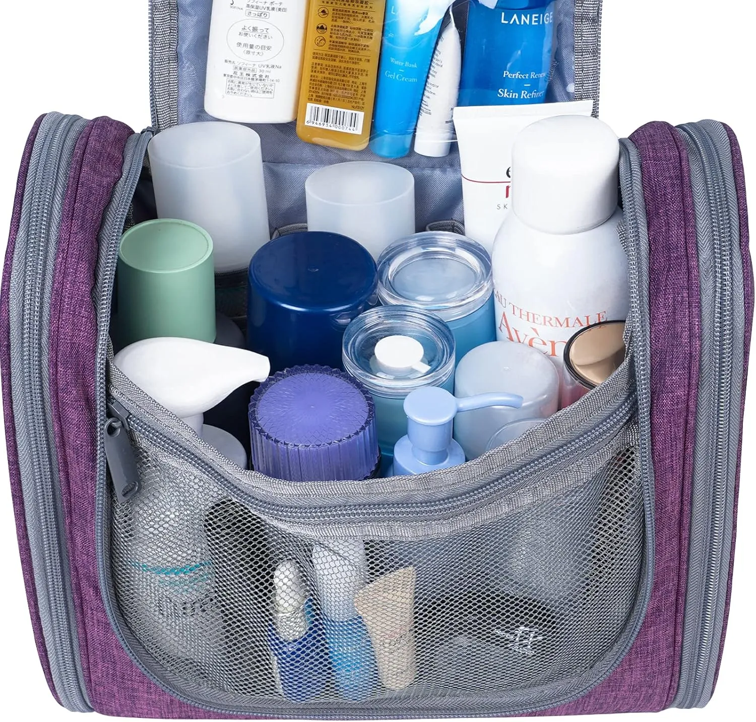 Hanging Toiletry Bag for Women Travel Makeup Bag Organizer Toiletries Bag for Cosmetics Essentials Accessories (Large, Dark Purple)