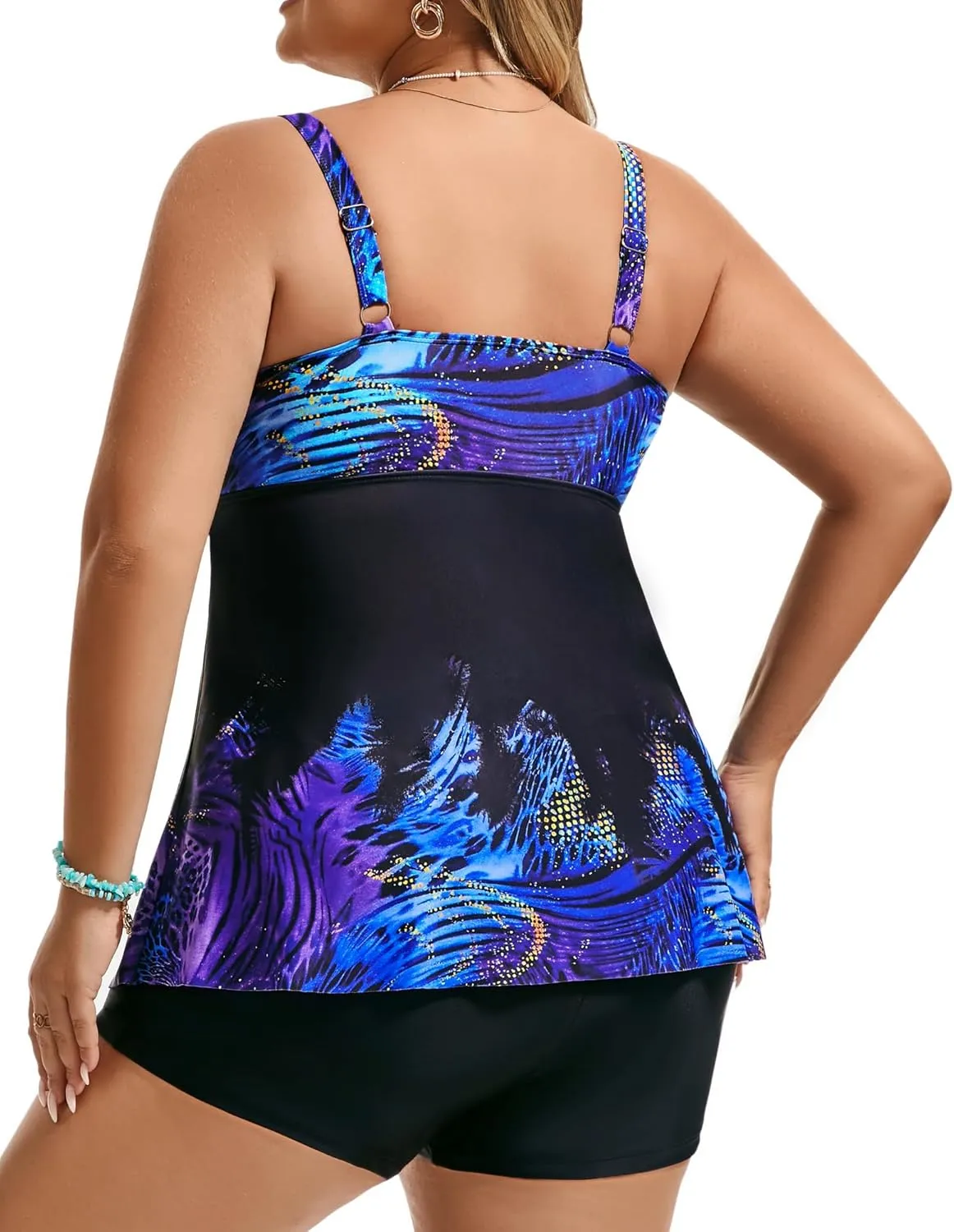 Hanna Nikole Women's Plus Size Tankini Swimsuits Twist Front Two Piece Bathing Suits with Shorts