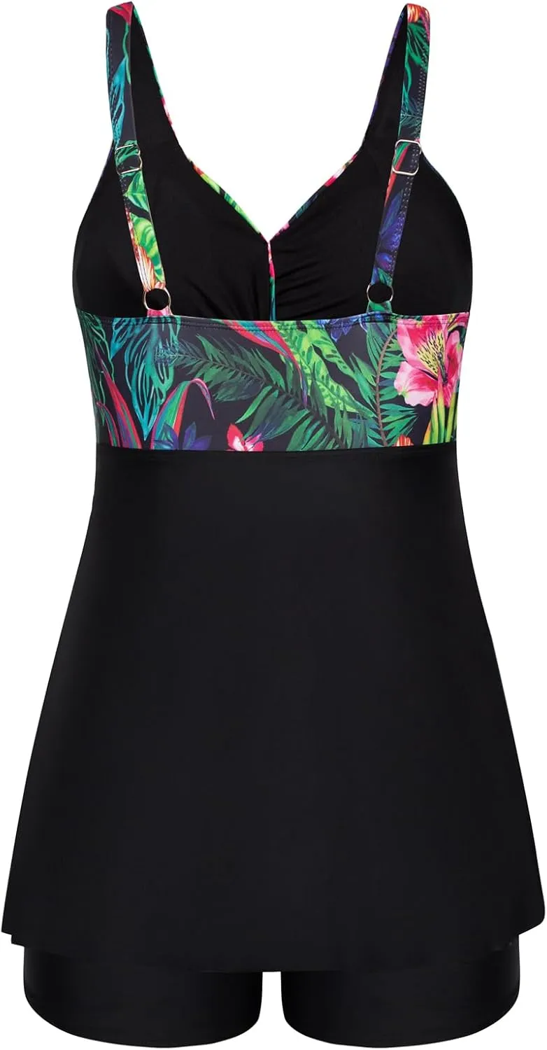 Hanna Nikole Women's Plus Size Tankini Swimsuits Twist Front Two Piece Bathing Suits with Shorts