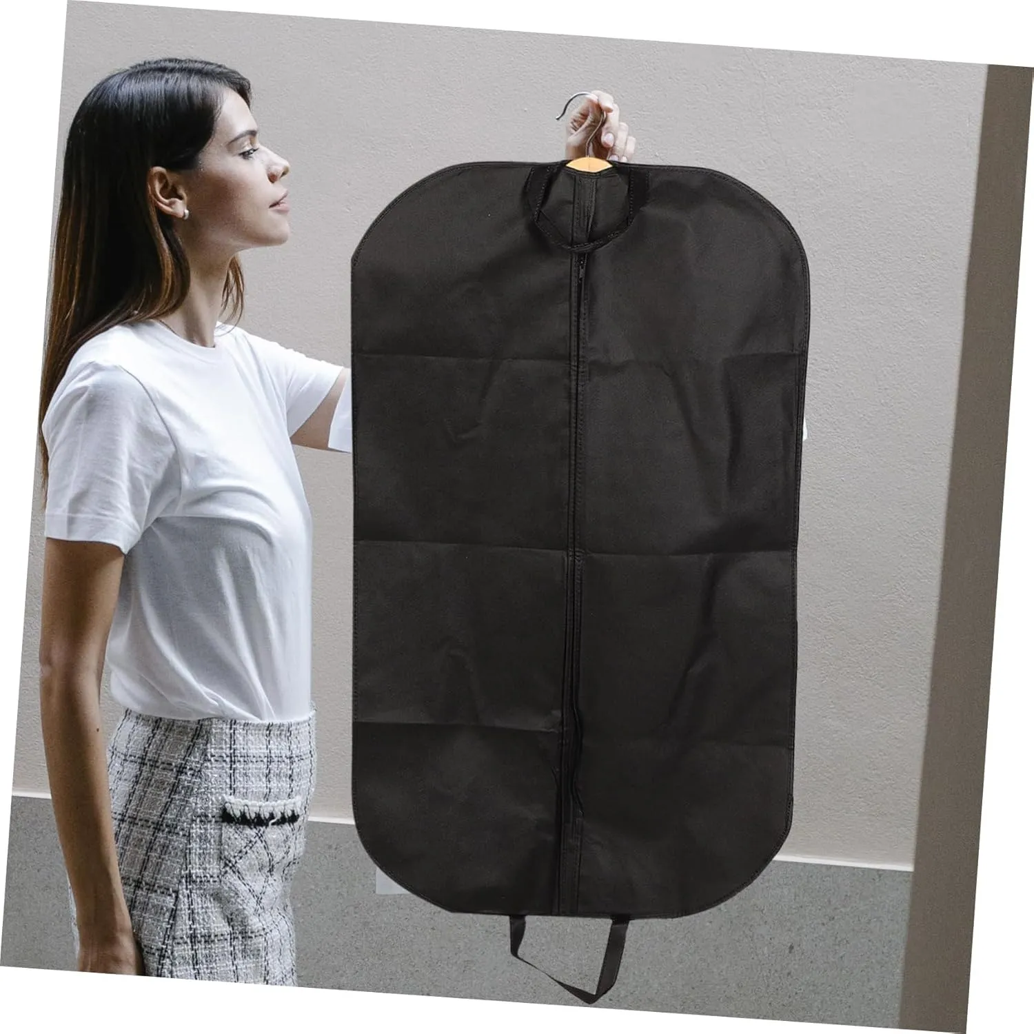 Happyyami 2 Pcs Portable Suit Dust Cover Garment Bag Medium for Travel and Business Household Clothes Protector Case Black for Wardrobe and Closet Storage
