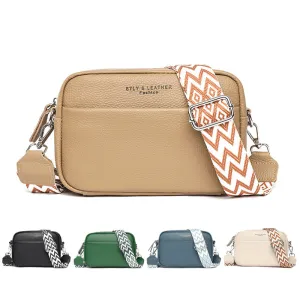 Heidi  Modische Schultertasche mit Rauten-Stickerei und breitem Schulterriemen
