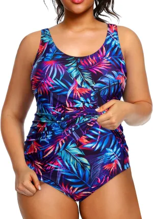 Holipick Plus Size Sarong One Piece Swimsuit for Women Tummy Control Bathing Suit Ruched Backless Swimwear