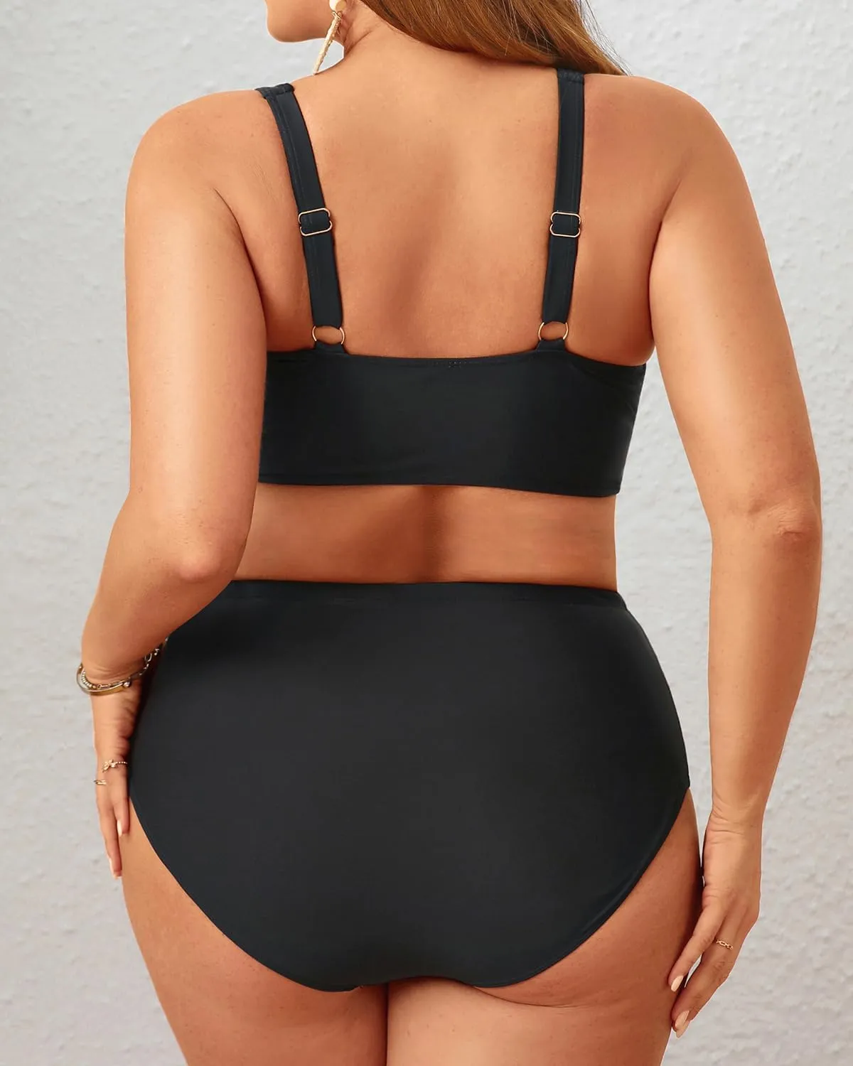 Holipick Two Piece Plus Size Swimsuits for Women High Waisted Bikini Tummy Control Bathing Suits Twist Front Swimwear
