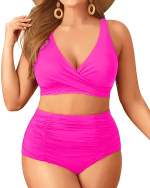 Holipick Two Piece Plus Size Swimsuits for Women High Waisted Bikini Tummy Control Bathing Suits Twist Front Swimwear