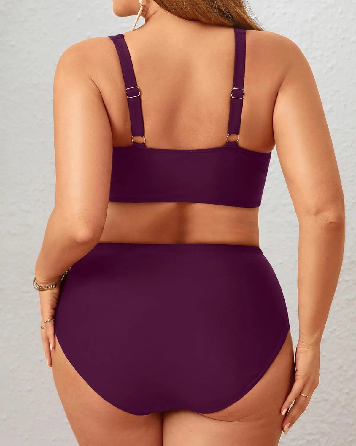 Holipick Two Piece Plus Size Swimsuits for Women High Waisted Bikini Tummy Control Bathing Suits Twist Front Swimwear