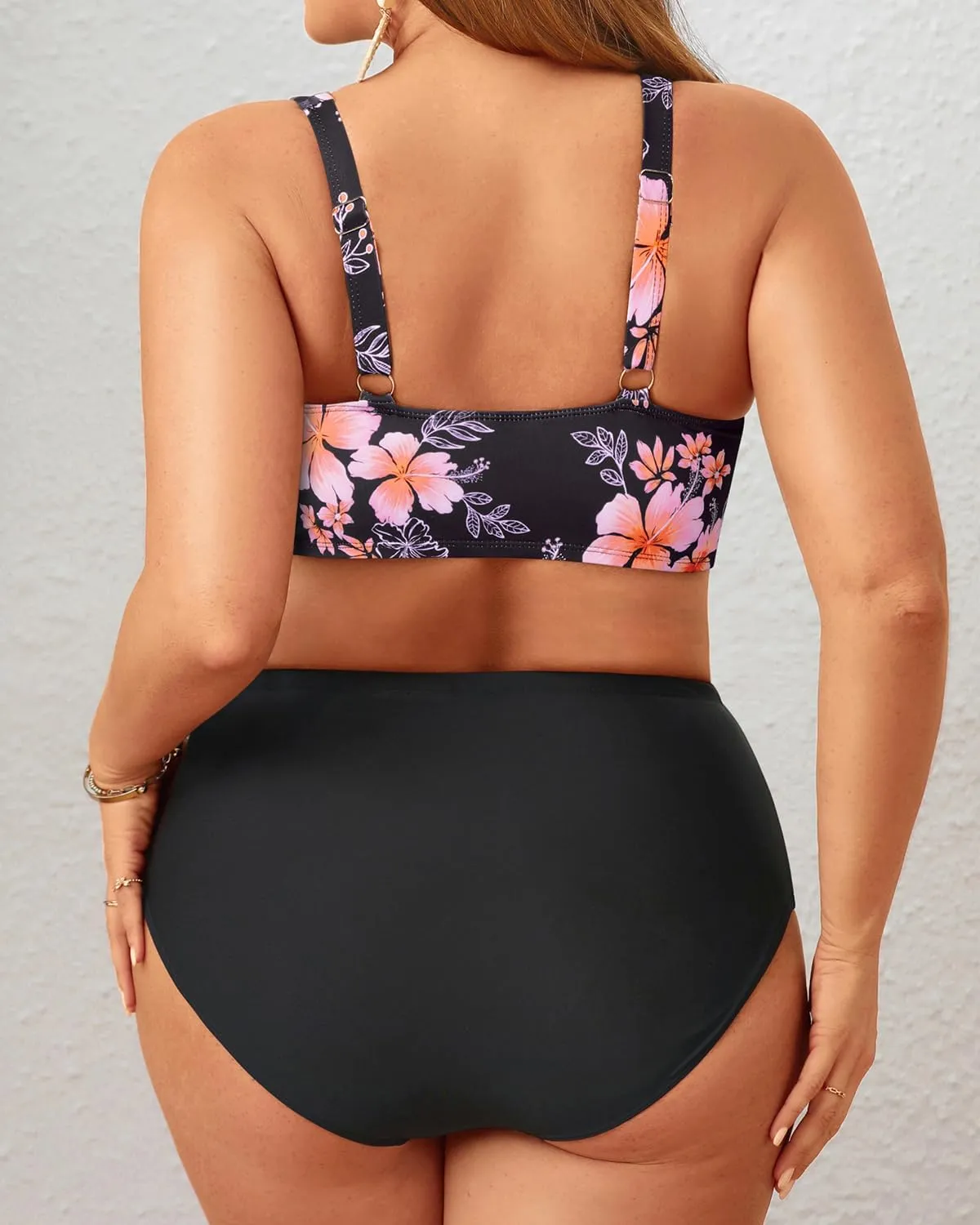 Holipick Two Piece Plus Size Swimsuits for Women High Waisted Bikini Tummy Control Bathing Suits Twist Front Swimwear